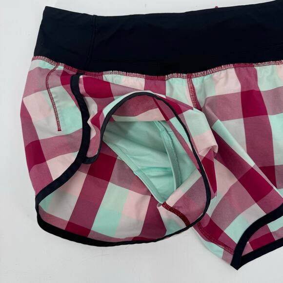 Lululemon Multicolor Run Speed Short 2-Way Stretch Womens Size 6 Check Pattern - Picture 5 of 12